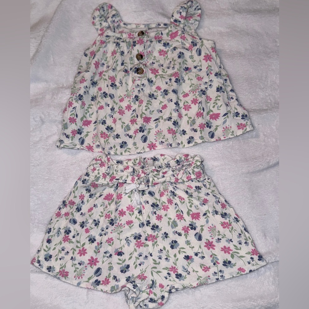 Kate Mack Floral Kids Matching Set - Pink and Blue